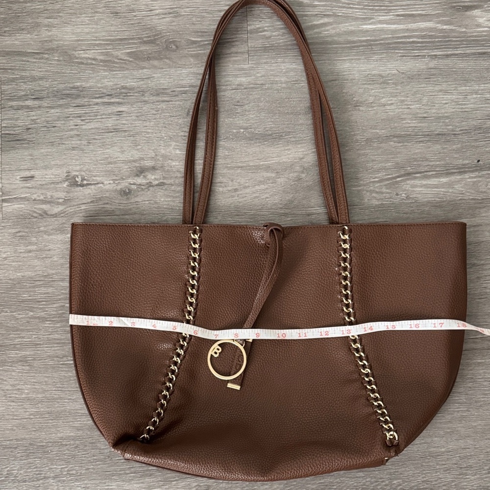 BCBG Brown Tote Bag with Gold Accents - Picture 9 of 11